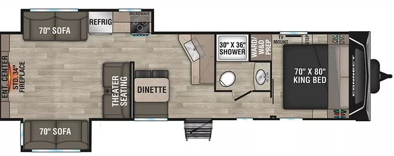36' 2024 K-Z Connect 312RE w/2 Slides Floorplan