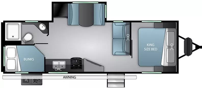 30' 2021 Cruiser RV Twilight Signature 2600 w/Slide - Bunk House Floorplan