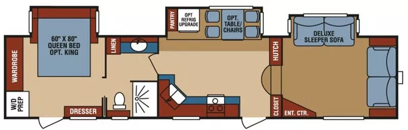 38' 2017 K-Z Durango 340FLT w/3 Slides Floorplan