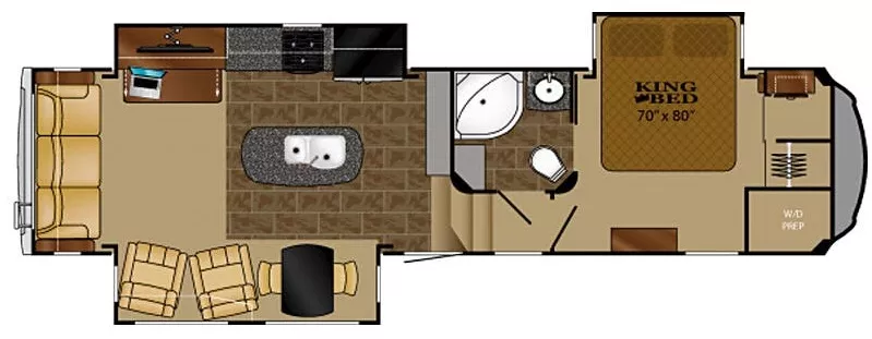 36' 2016 Heartland Bighorn 3270RS w/3 Slides Floorplan