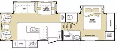 34' 2009 Keystone Montana 10th Aniversary 2980RL LE w/3 Slides Floorplan