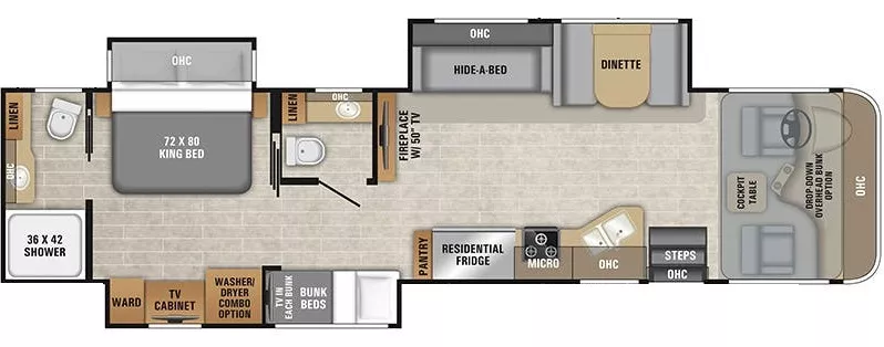 38' 2019 Entegra Coach Emblem 36T w/3 Slides - Bunk House Floorplan