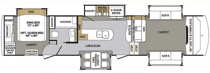 41' 2016 Forest River Cardinal 3825FL w/5 Slides Floorplan