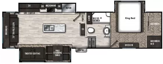 37' 2020 Forest River Brookstone 310RL w/3 Slides Floorplan