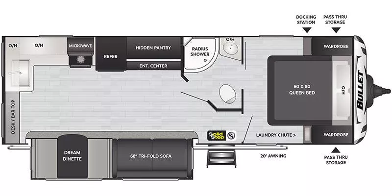 29' 2021 Keystone Bullet Ultra Lite 258RKS w/Slide Floorplan
