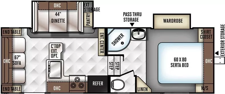 27' 2016 Forest River Rockwood Ultra Lite 2440WS w/2 Slides Floorplan