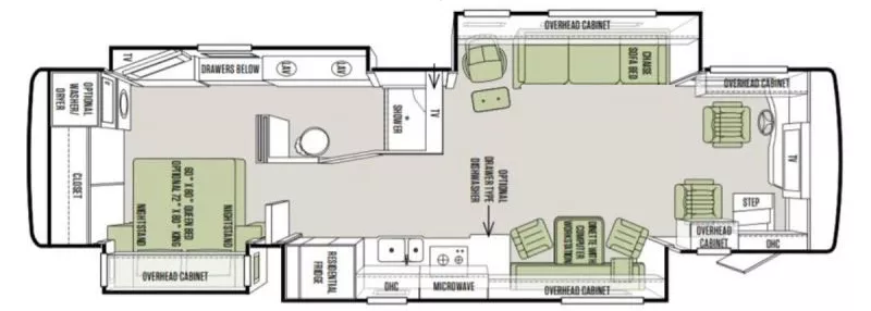 30' 2013 Fleetwood Bounder 30T w/2 Slides Floorplan