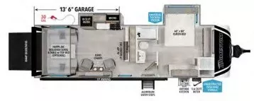 30' 2024 Grand Design Momentum G-Class 25G w/2 Slides - Toy Hauler Floorplan