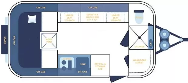 18' 2019 Casita Spirit Deluxe 17 Floorplan