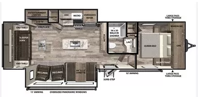 34' 2021 Forest River Vibe M-28RL w/2 Slides Floorplan