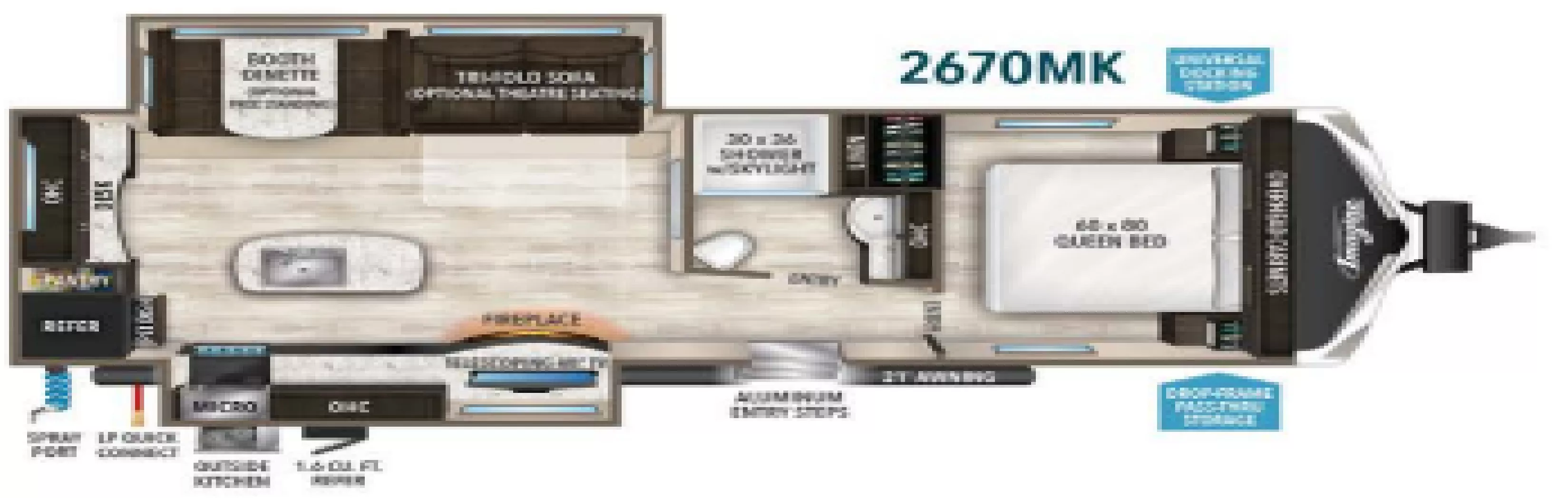 33' 2018 Grand Design Imagine 2670MK w/2 Slides Floorplan
