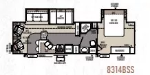 34' 2014 Forest River Rockwood Signature Ultra 8314BSS w/2 Slides Floorplan