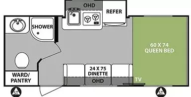 20' 2019 Forest River Rpod M180 w/Slide Floorplan