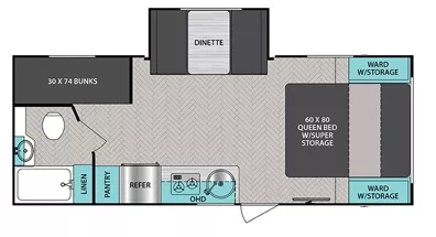 25' 2021 Forest River Ibex 20BHS w/Slide - Bunk House Floorplan