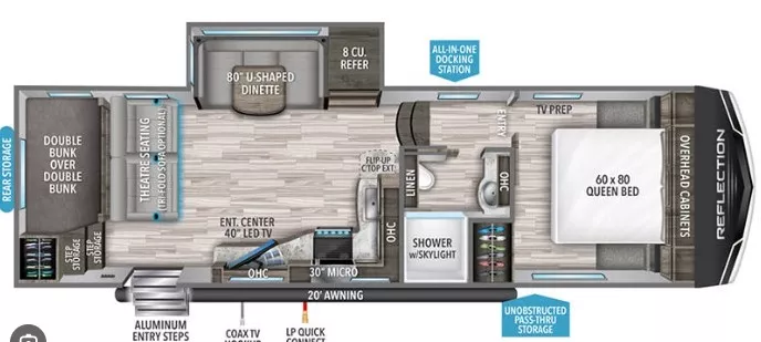 31' 2021 Grand Design Reflection 150 268BH w/Slide - Bunk House Floorplan