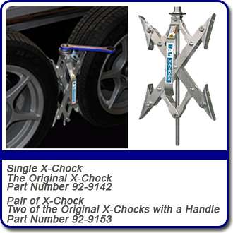 Rust Resistant Single X-Chock Tire Locking Chock w/ Plated Ratchet Wrench 