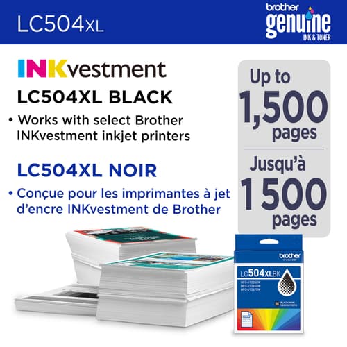 Brother Genuine LC504XLBKS High Yield Black Ink Cartridge