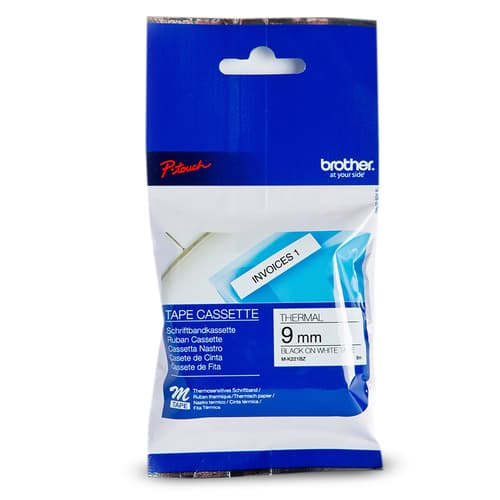 Brother Genuine MK221 Black on White Non-Laminated Tape for P-touch Label Makers, 9 mm wide x 8 m long