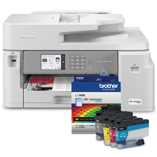 Brother R5855LC406BUND Refurbished INKvestment Tank Colour Inkjet All-In-One Printer and Bonus Ink Bundle