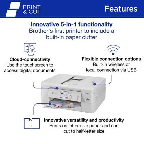 Brother MFC-J1800DW Print & Cut Wireless All-in-One Colour Inkjet Printer with Automatic Paper Cutter