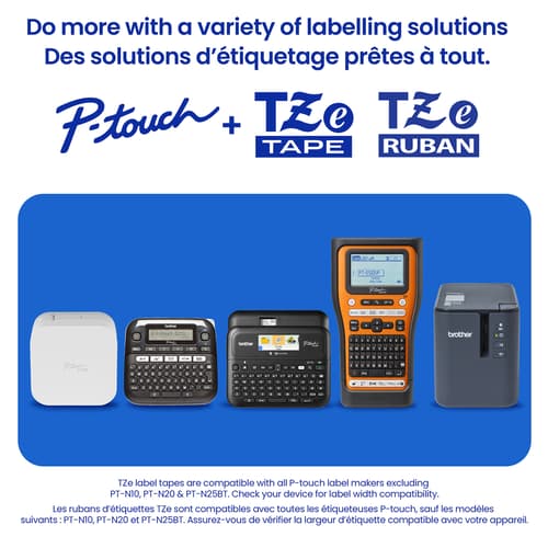 Brother Genuine Tze-AF231 Black on White Acid-Free Tape for TZe-compatible P-touch Label Makers, 12 mm w x 8 m long