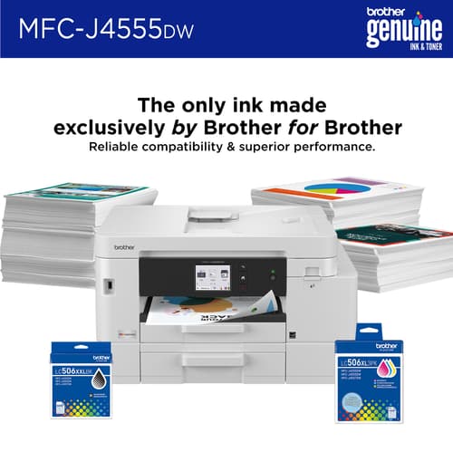 Brother INKvestment MFC-J4555DW Wireless Colour Inkjet All-in-One Printer with 2.7” Colour Touchscreen and 2 Paper Trays