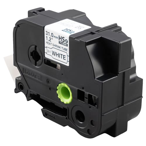 Brother Genuine HSe-261E Black on White Heat Shrink Tube Tape, 31 mm (1.22 in.) (3:1 Shrink Ratio)