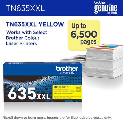 Brother Genuine TN635XXLY Super High Yield Yellow Toner Cartridge