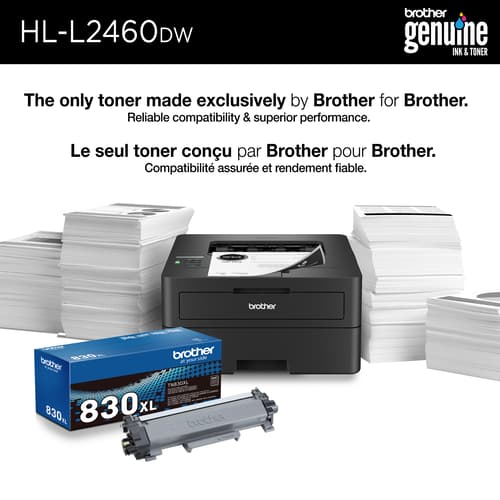 Brother HL-L2460DW Refurbished Home Office-Ready Monochrome Laser Printer with 700 Prints In-box, Duplex and Mobile Printing with Refresh Subscription Option