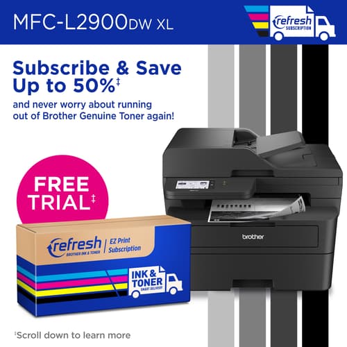 Brother Wireless MFC- L2900DW XL Compact Monochrome All-in-One Laser Printer with up to 4,200 pages(1) of toner included, Single Pass Duplex Copy and Scan, Fax, Mobile Printing