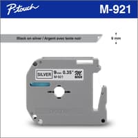 Brother Genuine M921 Black on Silver 9 mm Non-Laminated Tape for P-touch label makers