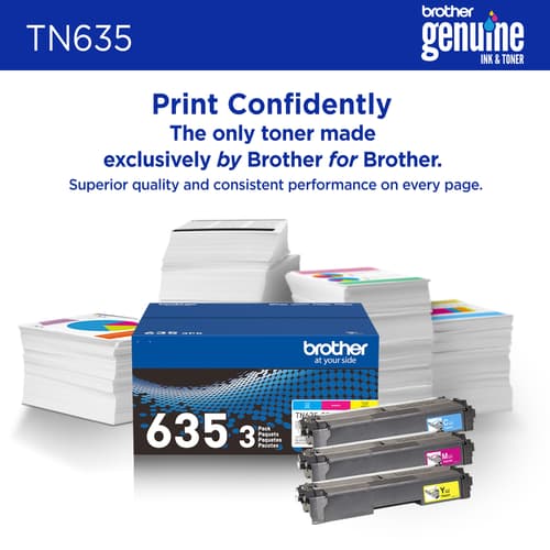 Brother Genuine TN6353PK 3-Pack of Standard Yield Cyan, Magenta, and Yellow Toner Cartridges