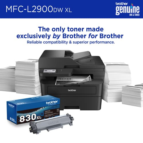 Brother Wireless MFC- L2900DW XL Compact Monochrome All-in-One Laser Printer with up to 4,200 pages(1) of toner included, Single Pass Duplex Copy and Scan, Fax, Mobile Printing