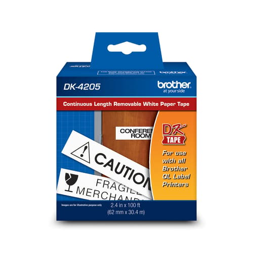 Brother DK-4205 Black/White Removable Continuous Length Paper Tape   2.4