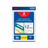 Brother Genuine TZe2312PK Black on White Laminated Tape, 2-Pack for P-touch Label Makers, 12 mm wide x 8 m long