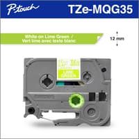 Brother Genuine TZEMQG35 White Print on Lime Green 12 mm Tape for P-touch Label Makers