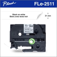 Brother FLe2511 Étiquettes en polyester prédécoupées authentiques blanches avec texte noir pour étiqueteuses P-touch, 21 mm x 45 mm