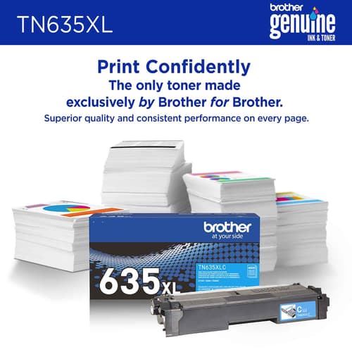 Brother Genuine TN635XLC High Yield Cyan Toner Cartridge