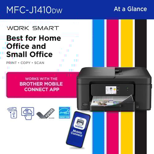Brother Work Smart MFC-J1410DW Wireless Colour Inkjet All-in-One Printer with 2.7” Colour Touchscreen & Auto Duplex Printing
