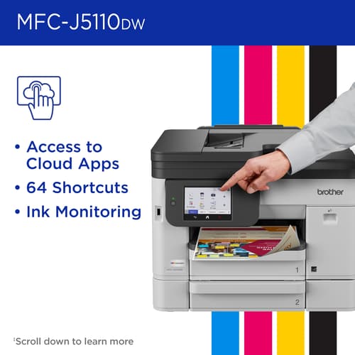 Brother INKvestment MFC-J5110DW Wireless Colour Inkjet All-in-One Printer with 500-sheet paper tray capacity and 4.3” Colour Touchscreen