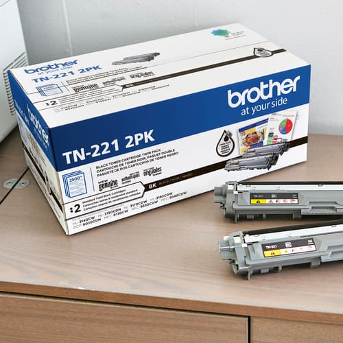 Brother Genuine TN221 2PK Standard-Yield Black Toner Cartridge 