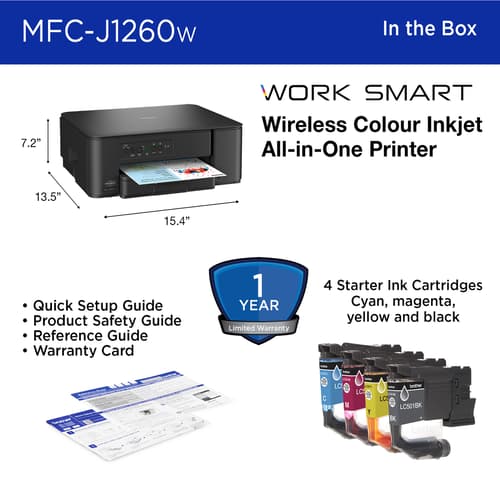 Brother Work Smart MFC-J1260W Wireless Colour Inkjet All-in-One Printer