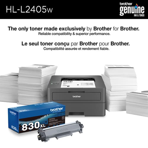 Brother HL-L2405W Refurbished Home Office-Ready Monochrome Laser Printer with 700 Prints In-box with Refresh Subscription Option