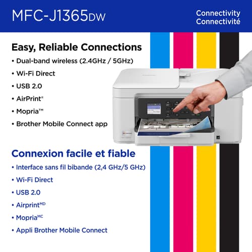 Brother INKvestment MFC-J1365DW Wireless Colour Inkjet All-in-One Printer with Auto Duplex Printing and 1.8” Colour Display