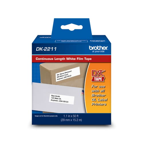 Brother DK-2211 Black/White Continuous Length Film Tape - 1.1
