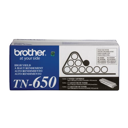 Brother TN650 Black Toner Cartridge, High Yield