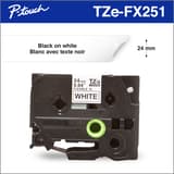 Brother Genuine Tze-FX251 Black on White Flexible ID Laminated Tape for P-touch Label Makers, 24 mm wide x 8 m long