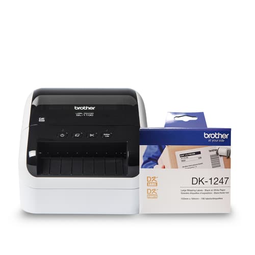 Brother R1100DK1247BUND Refurbished QL1100 Wide Format Professional Label Printer and DK1247 Large Shipping Label Bundle