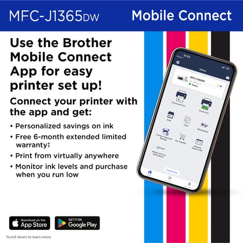 Brother INKvestment MFC-J1365DW Wireless Colour Inkjet All-in-One Printer with Auto Duplex Printing and 1.8” Colour Display