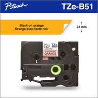 Brother Genuine TZeB51 Black on Fluorescent Orange Laminated Tape for P-touch Label Makers, 24 mm wide x 8 m long